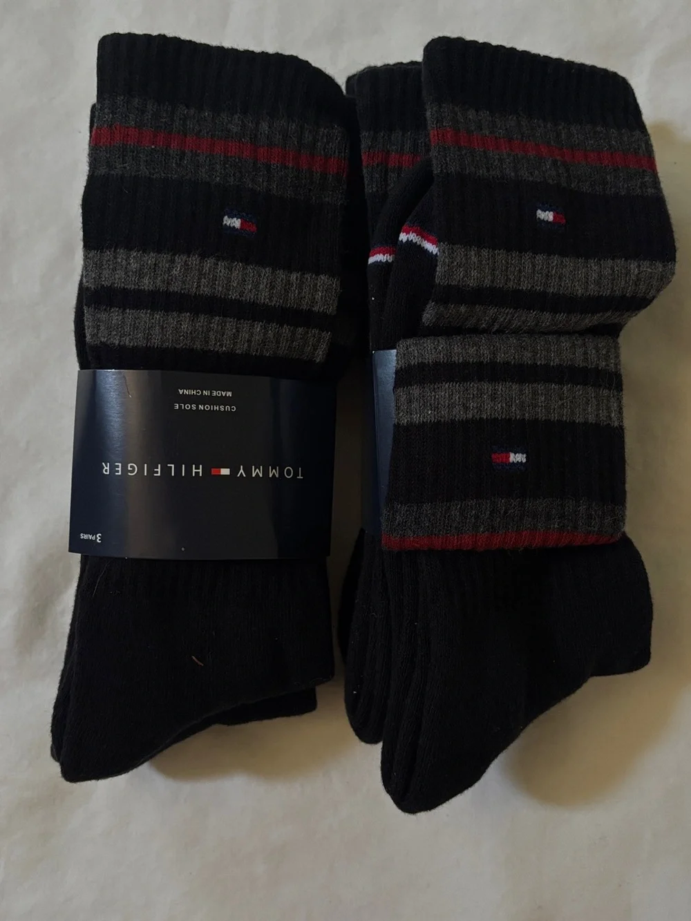 Tommy Hilfiger Men’s 6 Pair Cushion Sole Crew Socks Black New Size 10-13